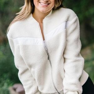 Zyia Active Flying V White Fleece Zip-Up Jacket Women's XXL